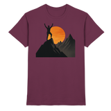 Front view of Arvenzo Bold Ascent unisex burgundy shirt with a classic crew neck and smooth fabric.