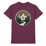 Unisex Trail Crest Shirt by Arvenzo in burgundy, front view showing a casual fit and soft fabric.