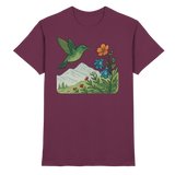 Front view of Arvenzo Bloom Wing unisex shirt in burgundy, showcasing a stylish casual design and premium fabric.