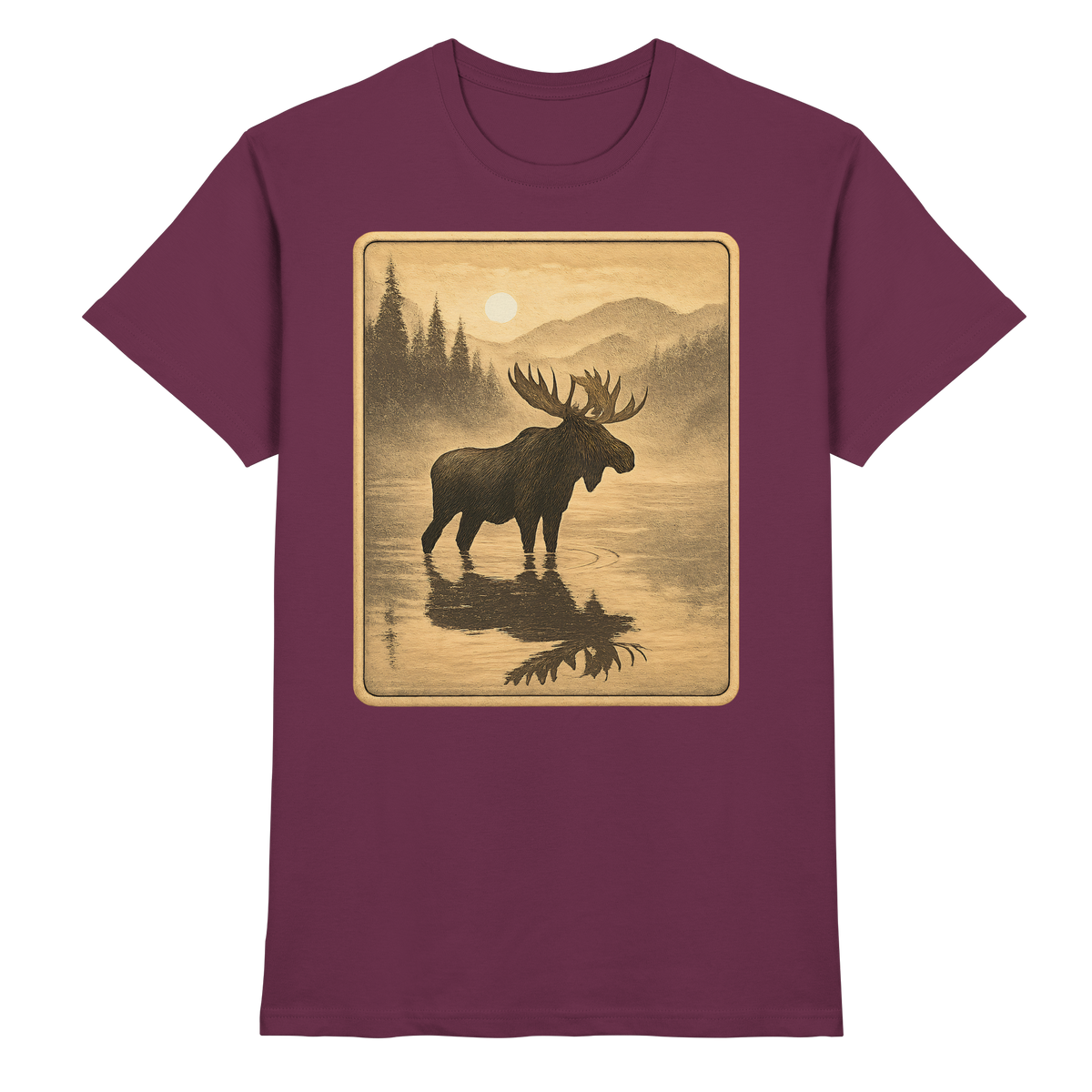 Front view of Arvenzo Calm Shore unisex burgundy shirt with a relaxed fit and minimal design.