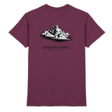 Front view of Arvenzo Summit Point unisex burgundy shirt with a classic collar and button closure.