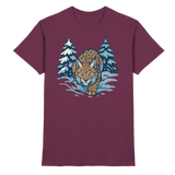 Front view of Arvenzo Snow Lynx unisex shirt in burgundy, showcasing a premium design and fit.