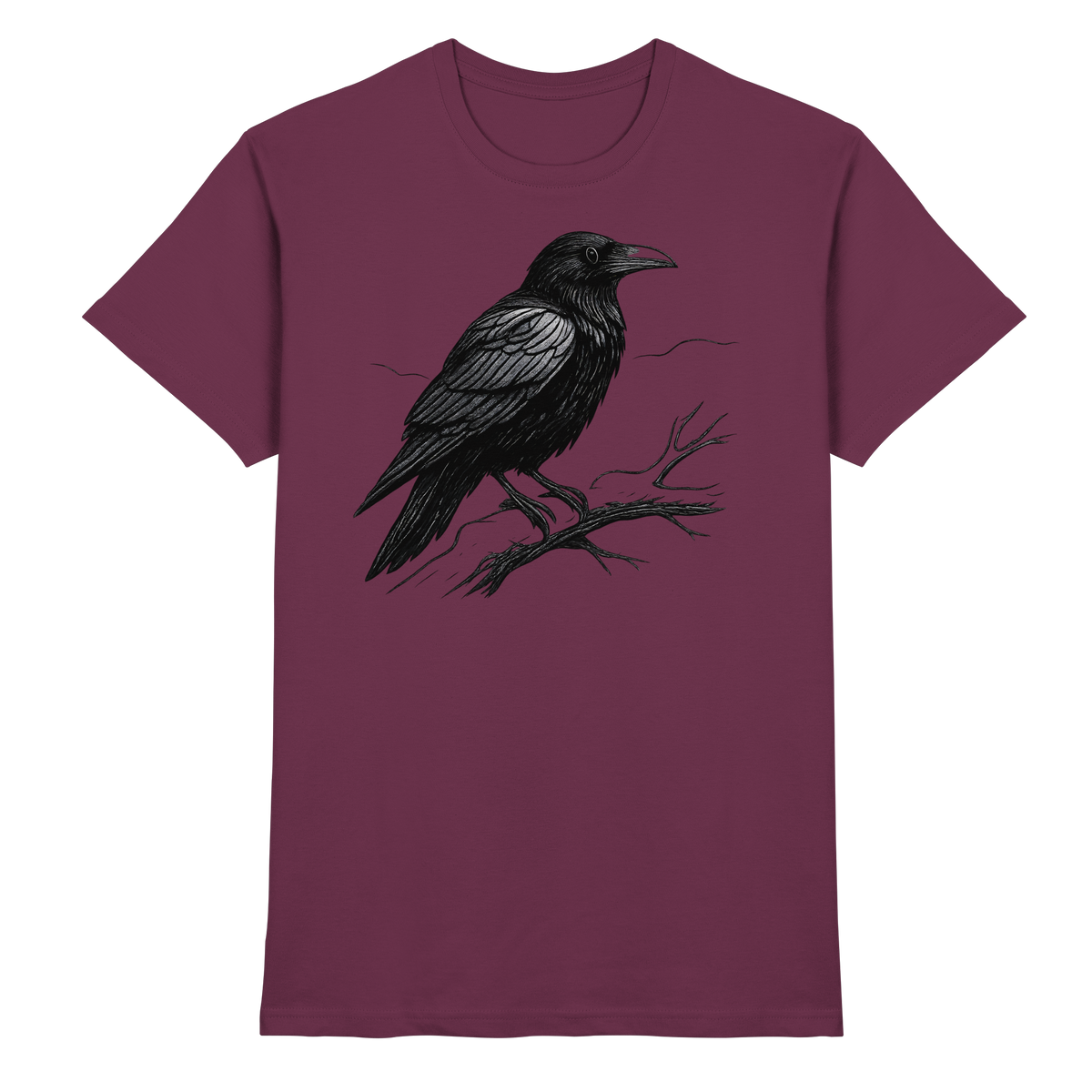 Front view of Arvenzo unisex Dark Raven shirt in burgundy, showcasing a sleek, premium-quality design.