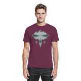 Front view of Arvenzo Mirror Lake unisex shirt in burgundy with a premium design, showcasing a stylish and comfortable fit.