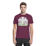 Front view of Arvenzo Alpine Bloom unisex shirt in burgundy featuring a floral design for casual wear.