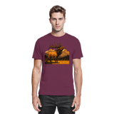Front view of a burgundy Arvenzo Elk Meadow unisex shirt with a premium fabric finish.