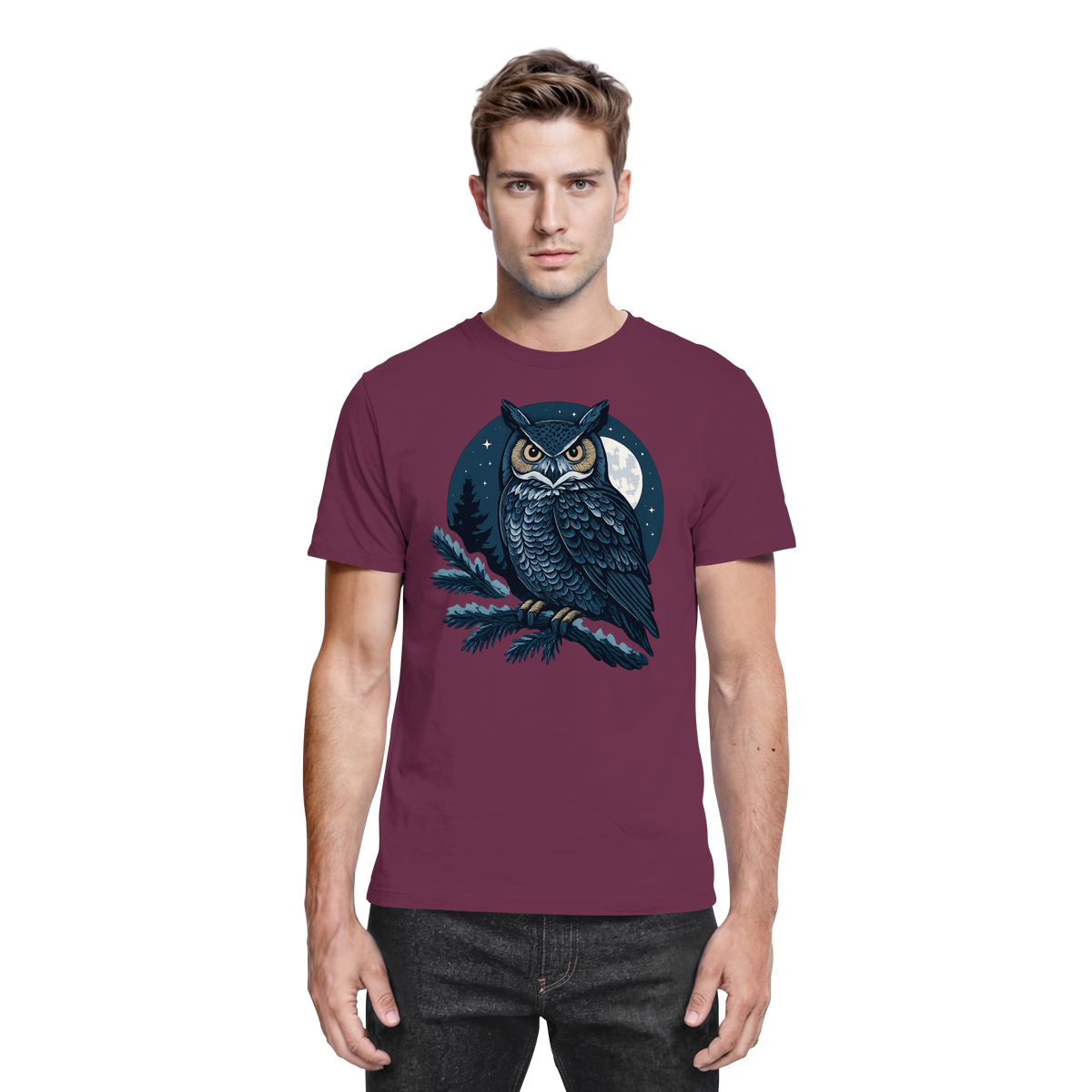 Unisex burgundy Night Watch Shirt by Arvenzo, front view showcasing the premium fabric and classic design.
