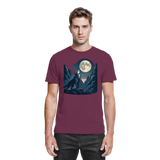 Front view of Arvenzo silver Howl unisex shirt in burgundy with a stylish graphic design and comfortable fit.