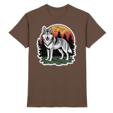Unisex Arvenzo Lone Dusk shirt in chocolate with front design, made from premium fabric, showcased in a front view image.