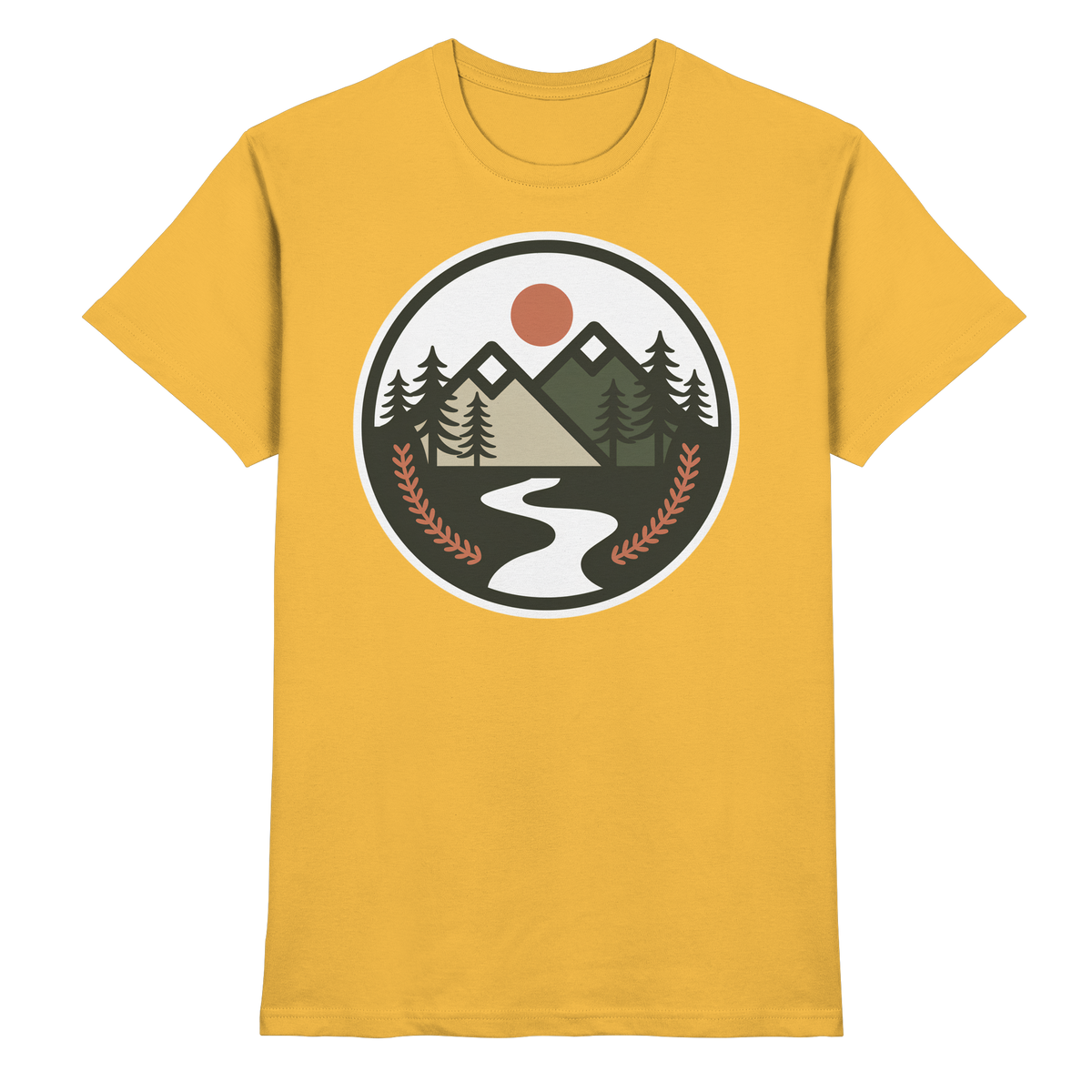 Front view of Arvenzo unisex Open Ground shirt in gold, showcasing a premium design and comfortable fit.