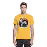 Front view of Arvenzo Lone Dusk unisex shirt in gold with a premium fabric finish.