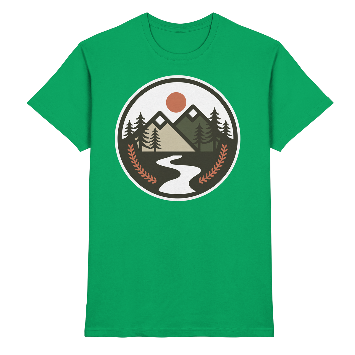 Front view of Arvenzo unisex Open Ground shirt in Kelly green, featuring a classic fit and smooth fabric.