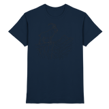 Front view of Arvenzo unisex Cliff Edge shirt in navy, showcasing a stylish, premium design on soft fabric.