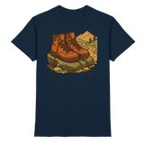 Front view of Arvenzo unisex Trail Rest Shirt in navy, featuring a comfortable fit and stylish design for outdoor activities.