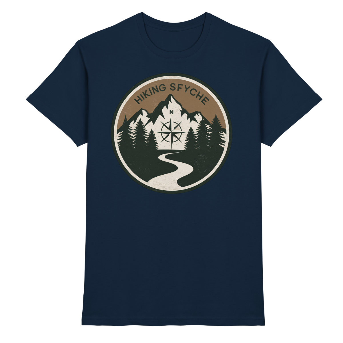 Front view of Arvenzo Trail Crest Unisex Shirt in navy, showcasing a premium casual design with a crew neckline.