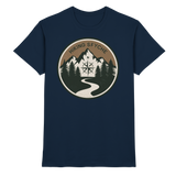 Front view of Arvenzo Trail Crest Unisex Shirt in navy, showcasing a premium casual design with a crew neckline.