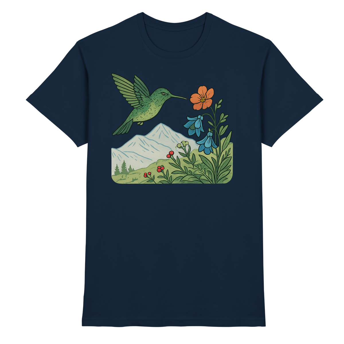Front view of Arvenzo Bloom Wing unisex navy shirt featuring a stylish, premium design and comfortable fit.