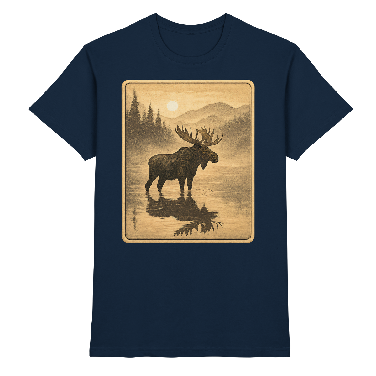 Front view of navy Arvenzo Calm Shore unisex shirt with a relaxed fit and premium fabric.