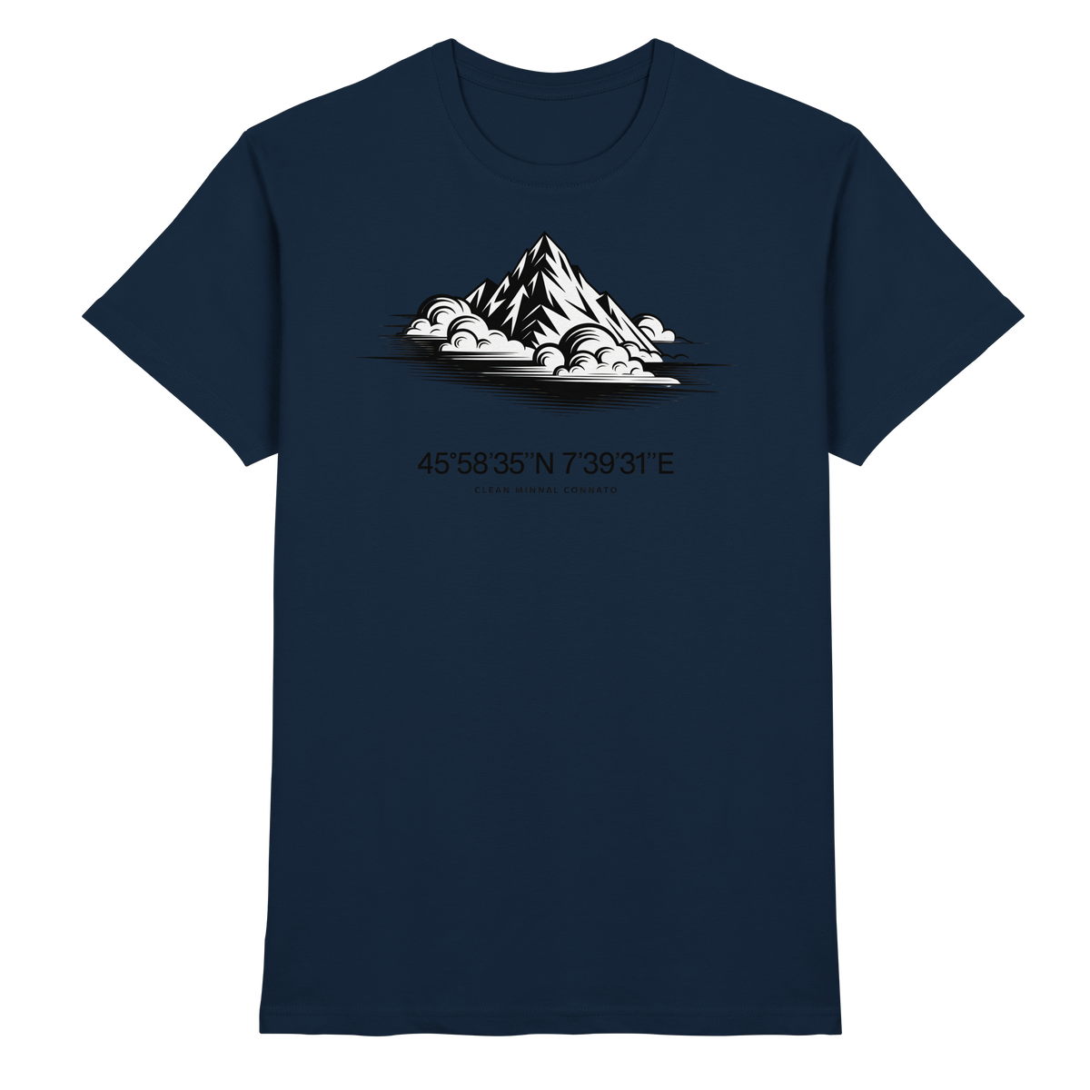 Navy Arvenzo Summit Point unisex shirt with front design, made from premium fabric, displayed flat on white background.