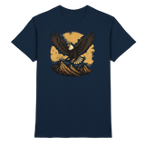 Front view of Arvenzo unisex Iron Wing navy shirt with a sleek design and smooth fabric appearance.