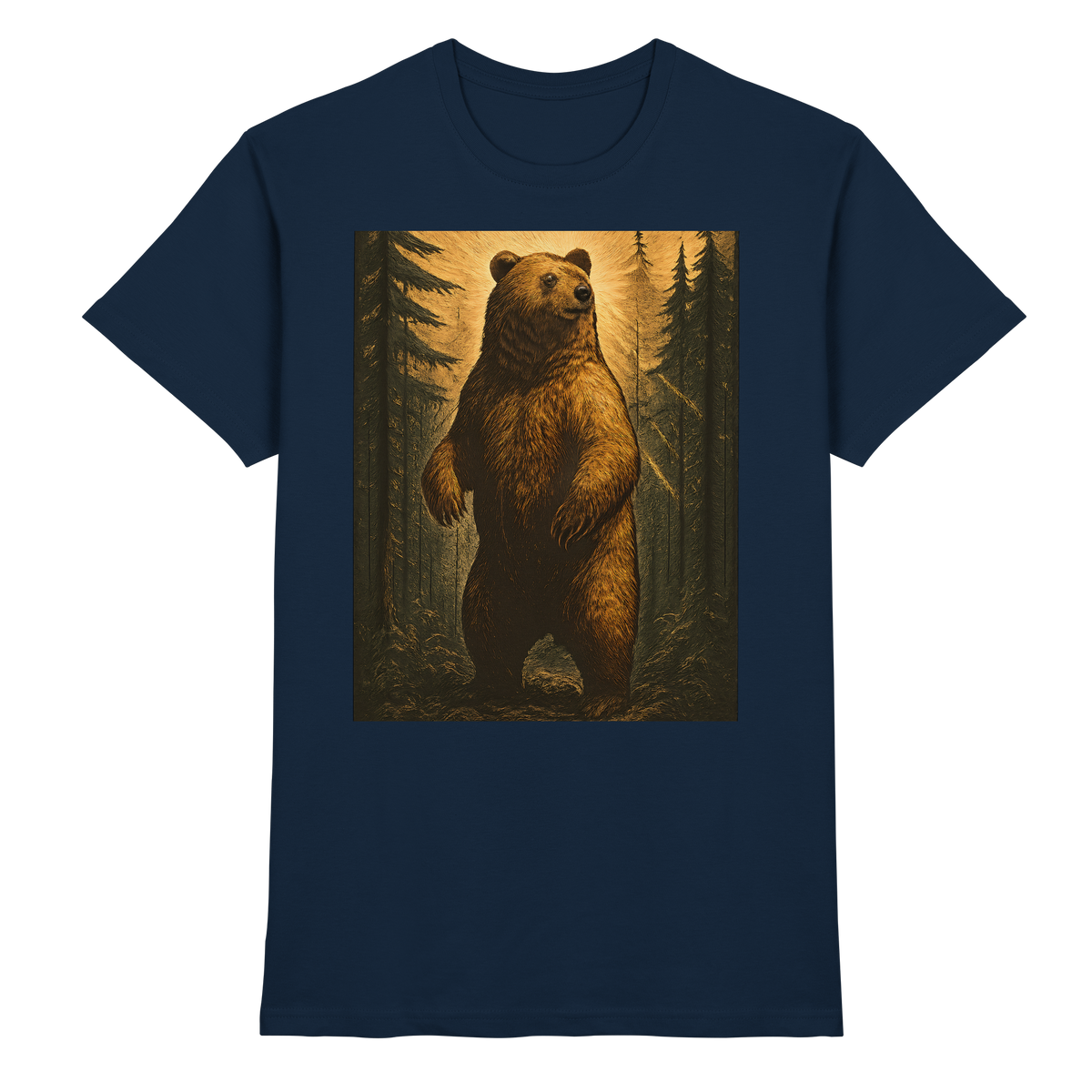 Front view of Arvenzo Deep Timber Unisex Shirt in navy, showcasing a premium design and comfortable fit.