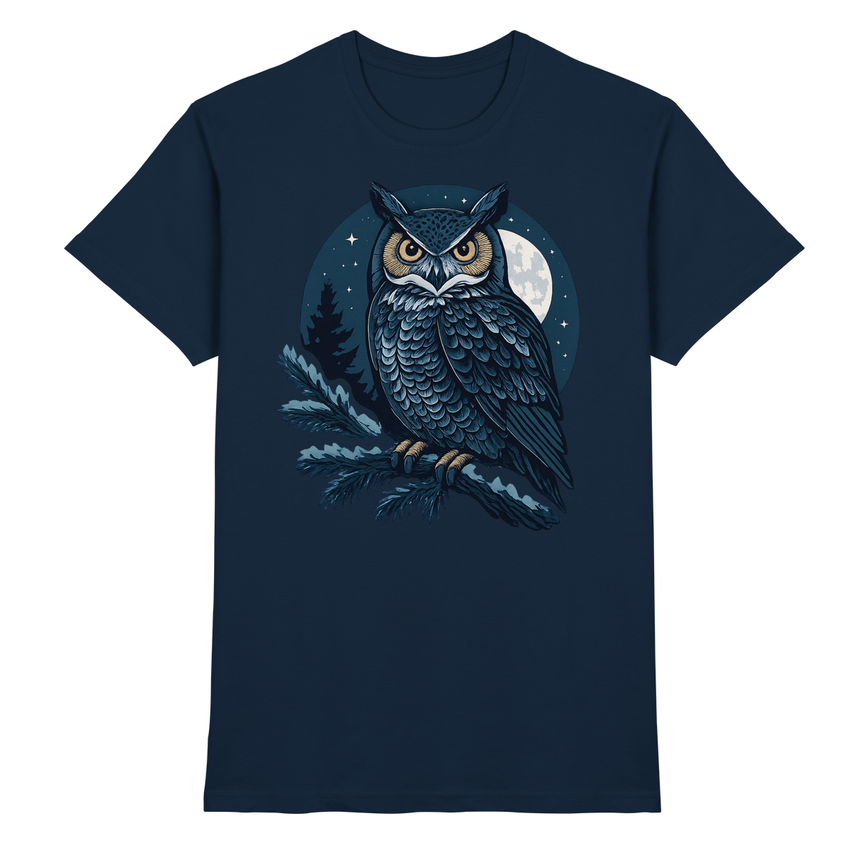 Unisex Navy Night Watch Shirt by Arvenzo, front view showing classic collar and logo detail on smooth fabric.