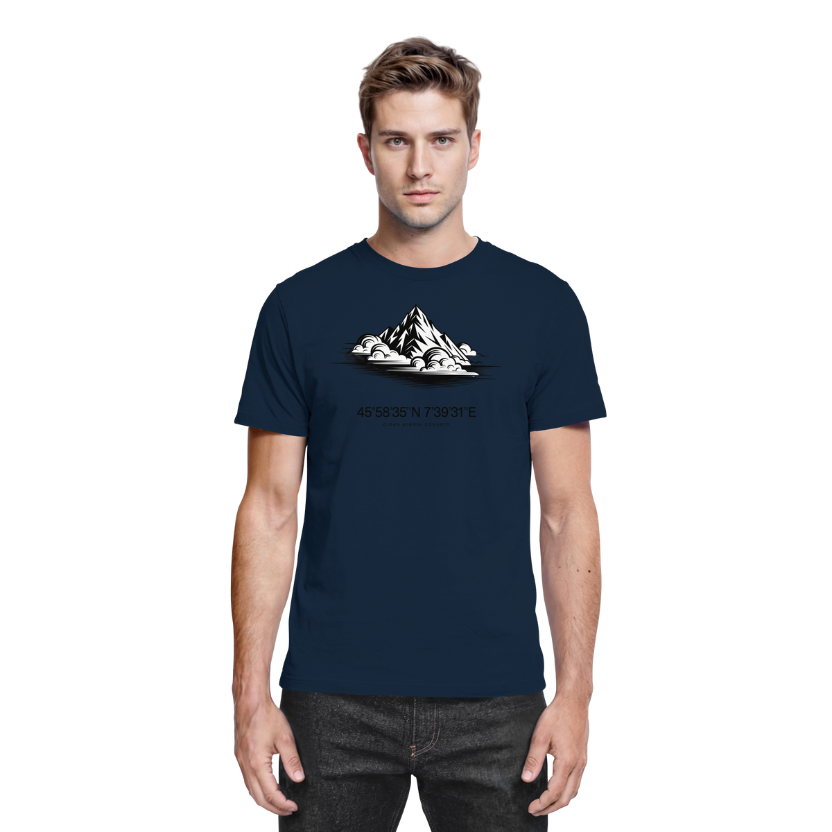 Unisex navy Summit Point Shirt by Arvenzo, front view showing a premium cotton fabric and classic fit.