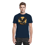 Front view of Arvenzo unisex Iron Wing shirt in navy, showcasing the sleek design and premium fabric.