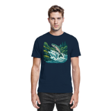 Front view of Arvenzo unisex Silver Run shirt in navy, showcasing a sleek, premium design with a classic fit and crew neckline.