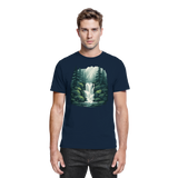 Navy Fall Creek unisex shirt by Arvenzo, front view showing classic collar and button placket on premium fabric.
