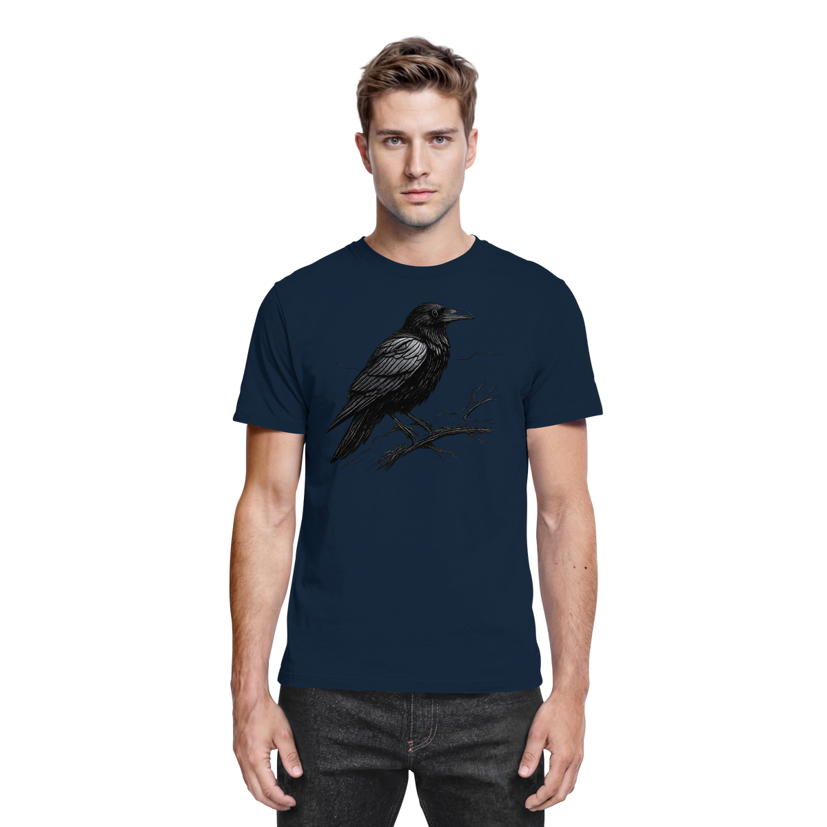 Front view of Arvenzo unisex Dark Raven shirt in navy, showcasing the premium fabric and classic fit.