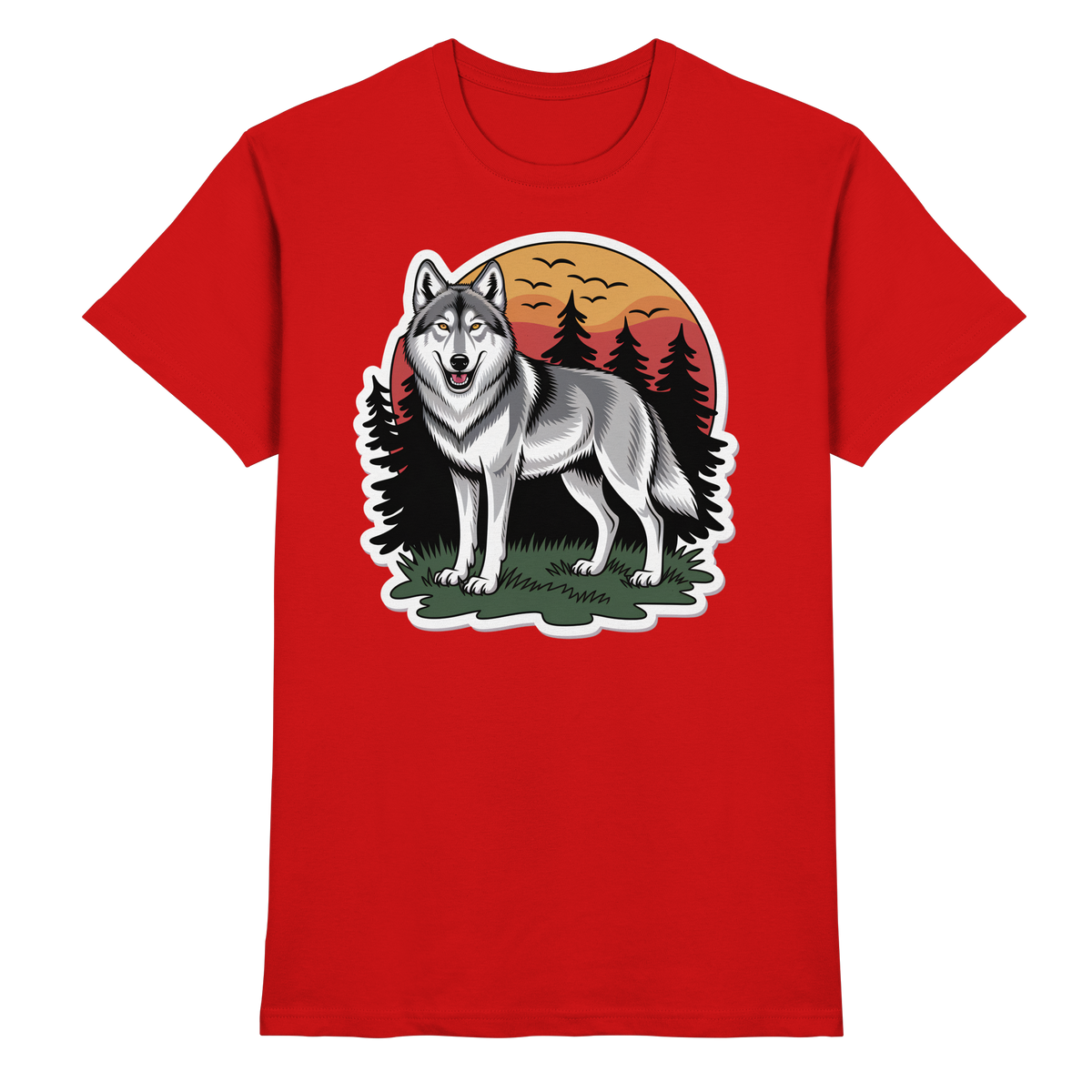 Red Arvenzo Lone Dusk unisex shirt displayed from the front, showcasing a premium design and fit.