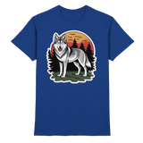 Front view of Arvenzo Lone Dusk unisex royal blue premium shirt with a classic fit and smooth fabric texture.