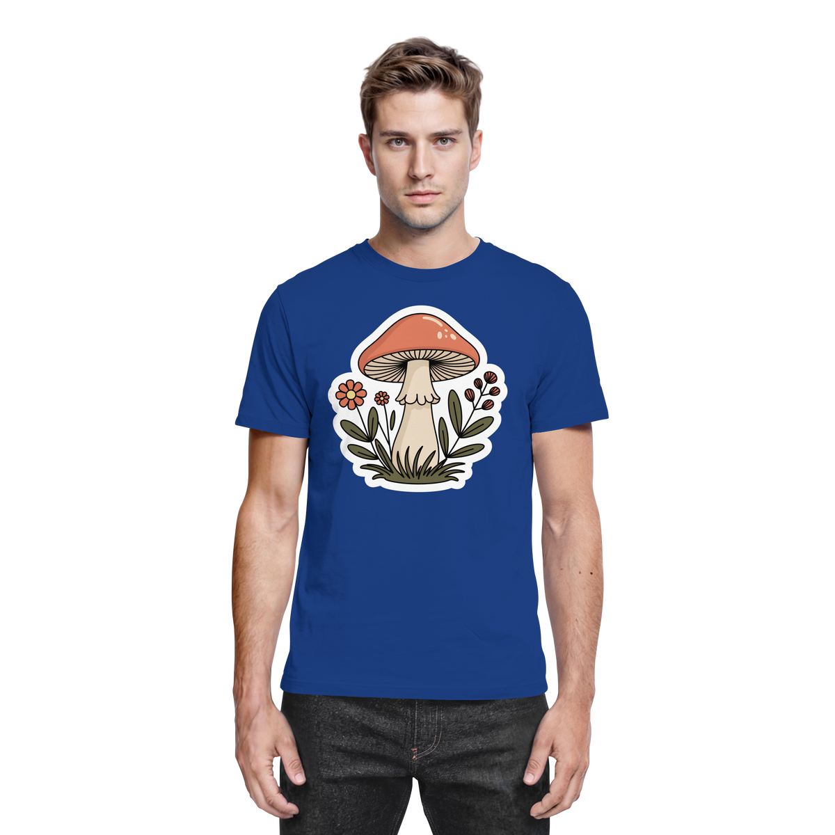 Front view of a royal blue Still Roots unisex shirt by Arvenzo, showcasing a classic design and comfortable fit.