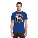 Front view of Arvenzo Lone Dusk unisex royal blue shirt with a clean design and classic fit.
