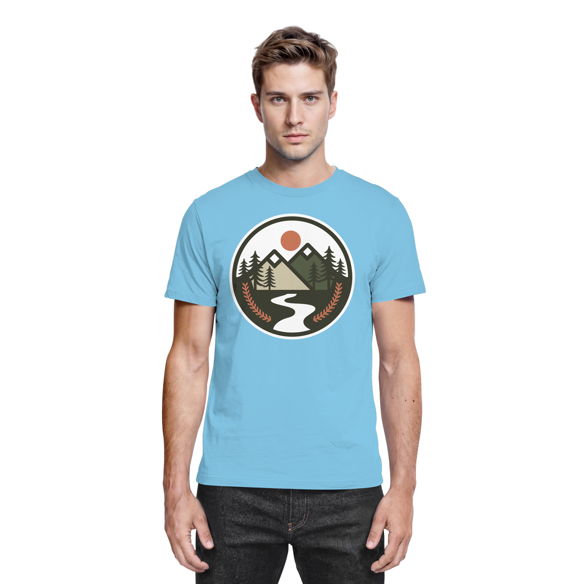 Sky blue Arvenzo Open Ground unisex shirt shown from the front, featuring a classic fit and smooth fabric.