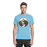 Sky blue Arvenzo Open Ground unisex shirt shown from the front, featuring a classic fit and smooth fabric.