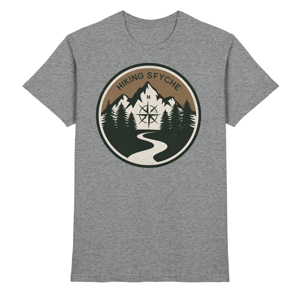 Unisex Trail Crest Shirt by Arvenzo in sports grey meliert, front view showing casual fit and soft fabric for active wear.