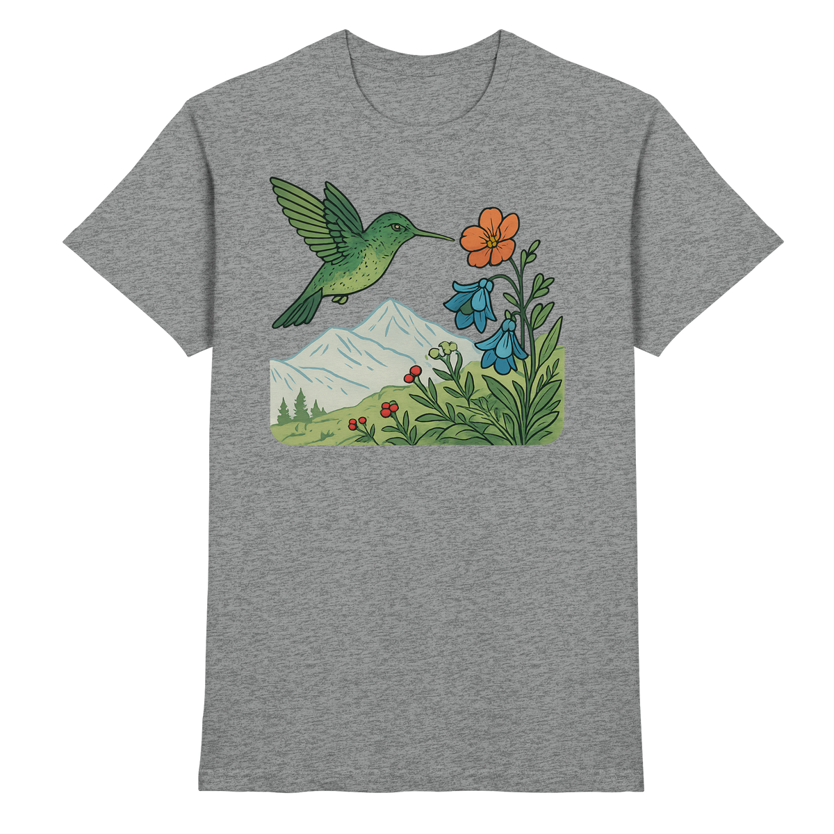 Unisex Bloom Wing shirt by Arvenzo in sports grey meliert, front view showing stylish design and comfortable fit.