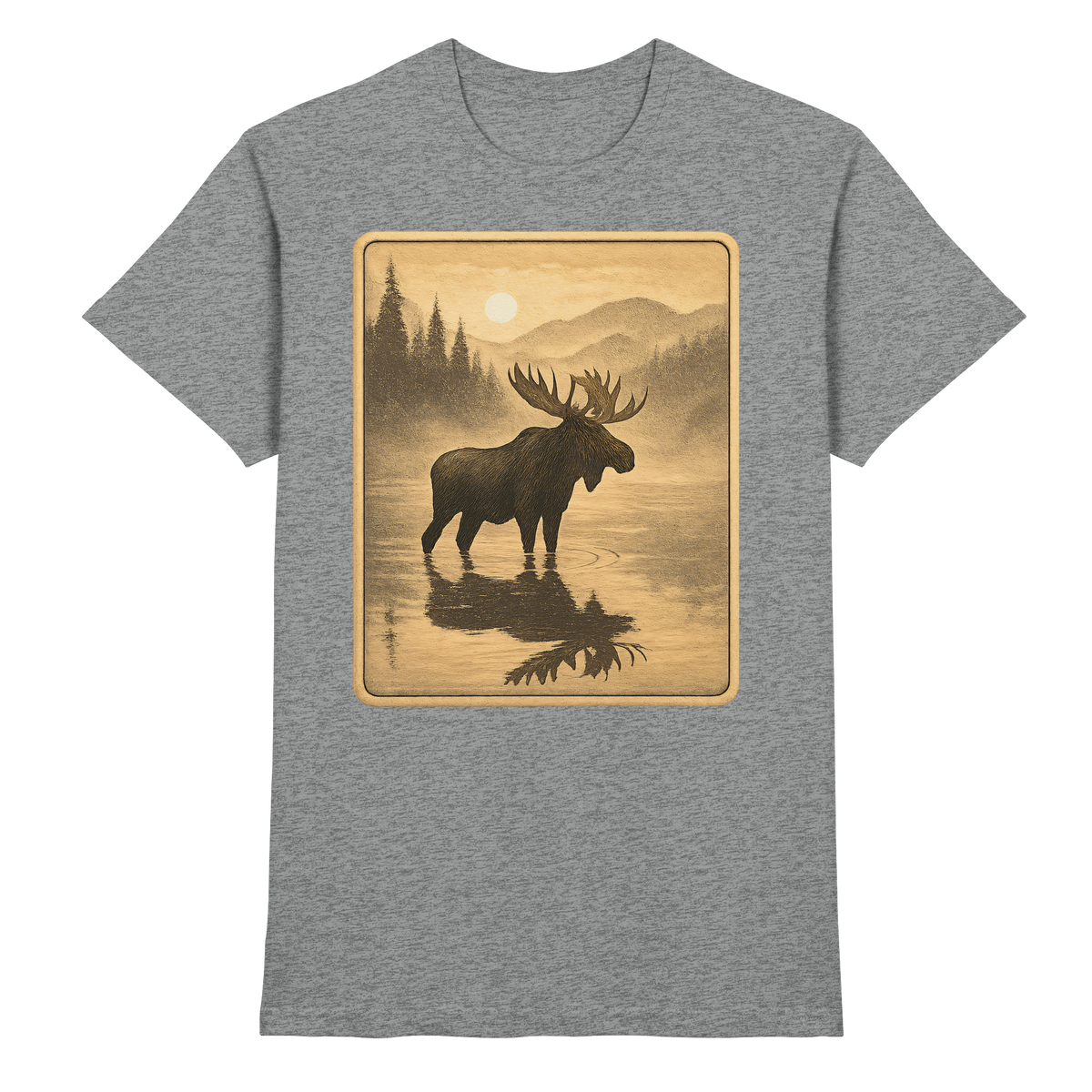 Front view of Arvenzo Calm Shore Unisex Shirt in sports grey meliert fabric, showcasing a casual and comfortable fit.