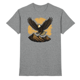 Front view of Arvenzo Iron Wing unisex shirt in sports grey meliert with a sleek iron wing graphic design.
