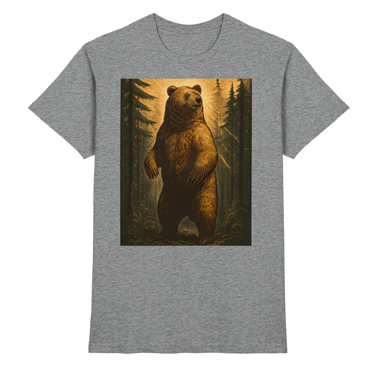 Unisex Deep Timber Shirt by Arvenzo in sports grey meliert, front view showing classic crew neck and soft fabric texture.