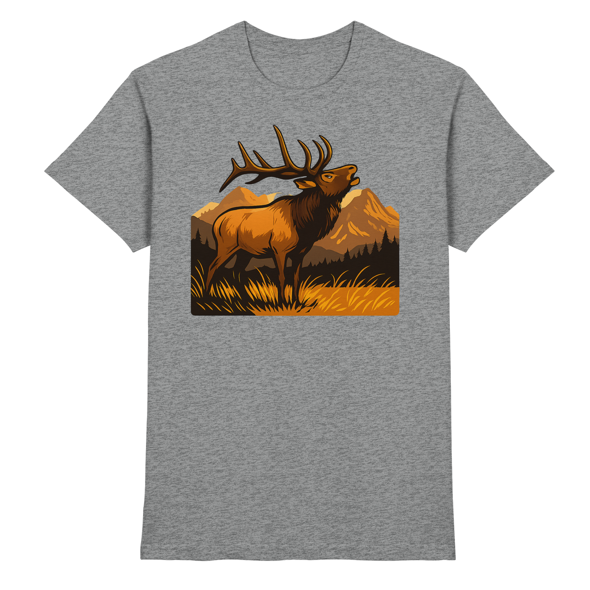 Front view of Arvenzo Elk Meadow unisex shirt in sports grey meliert, showcasing a casual, comfortable design.