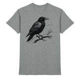Unisex Dark Raven Shirt by Arvenzo featuring a front view in sports grey meliert fabric, casual and comfortable design.