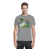 Unisex Bloom Wing Shirt by Arvenzo in heather grey, front view showcasing soft fabric and stylish design.