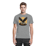 Unisex Iron Wing Shirt by Arvenzo in sports grey meliert, front view showing the stylish graphic design and comfortable fit.