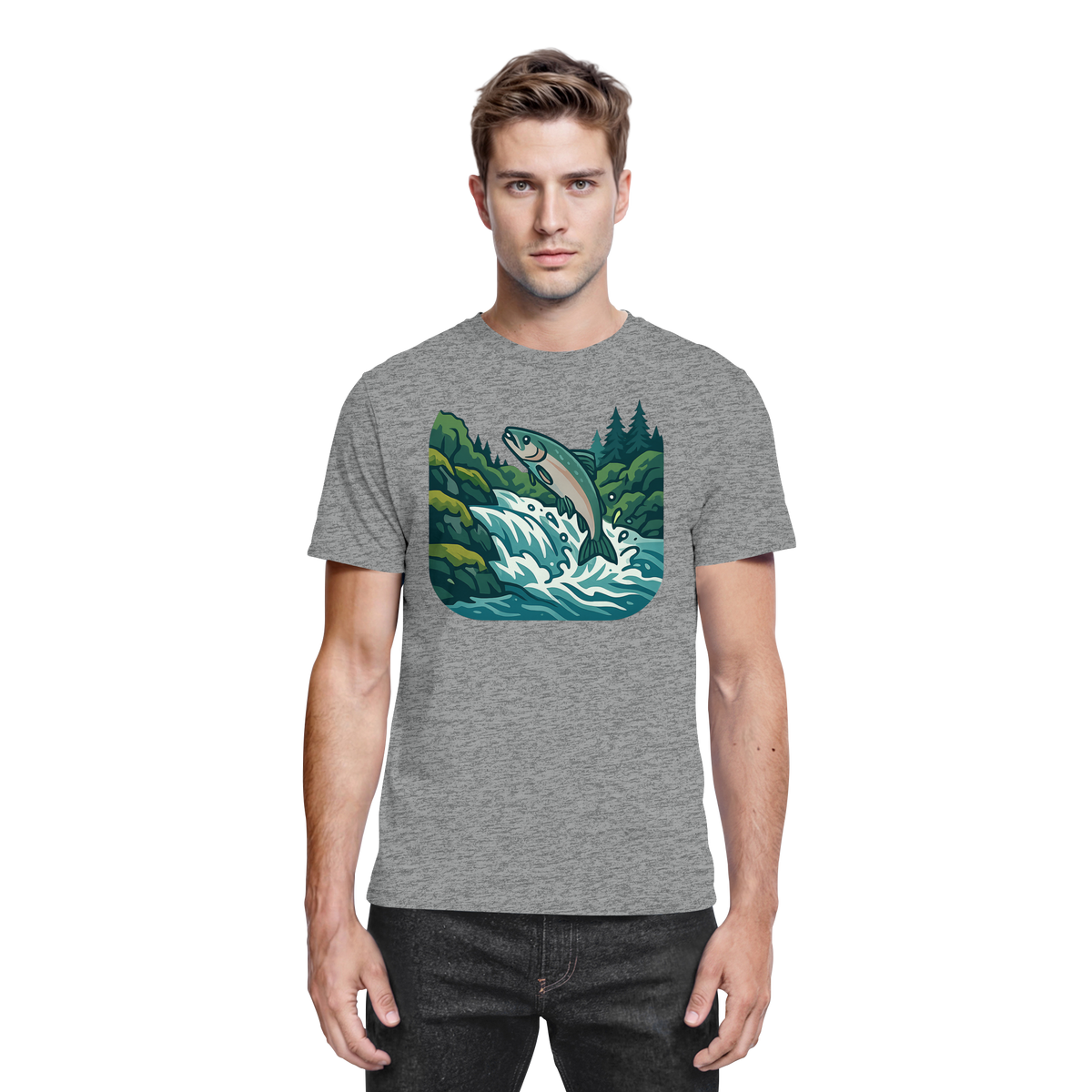 Unisex Silver Run Shirt by Arvenzo in sports grey meliert, front view showcasing smooth fabric and comfortable fit.