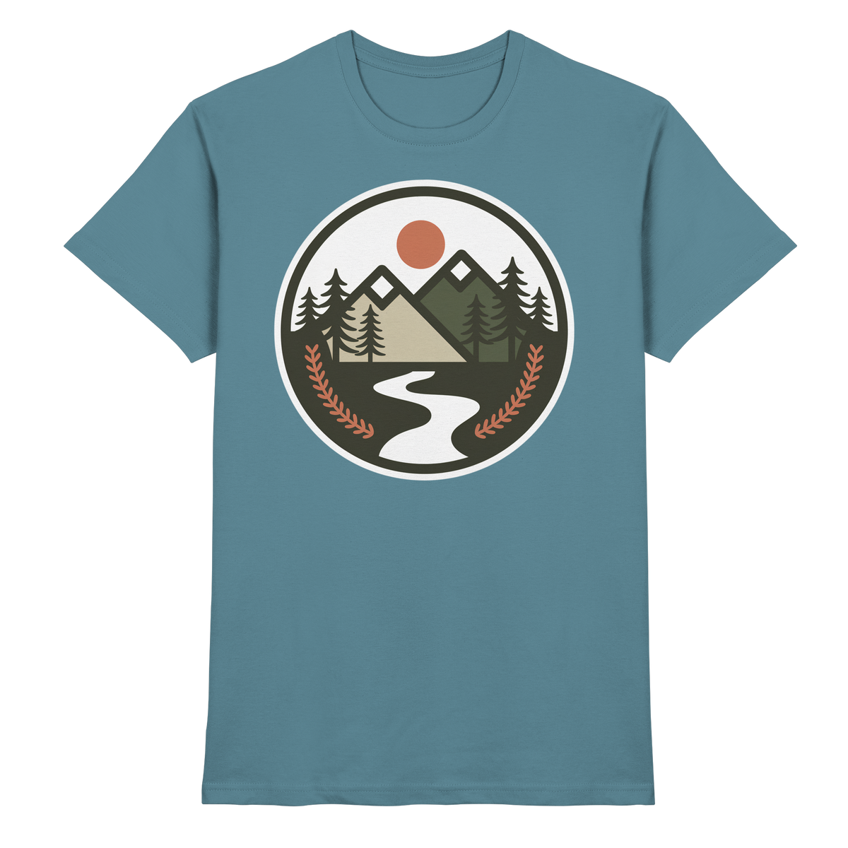 Front view of Arvenzo unisex Open Ground shirt in stone blue, showcasing a premium casual shirt with a classic collar and button closure.