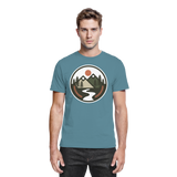Front view of Arvenzo Open Ground unisex shirt in stone blue, showcasing a casual, premium-quality design and fit.