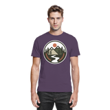 Unisex purple open ground shirt by Arvenzo, front view showcasing a stylish urban design and premium fabric.